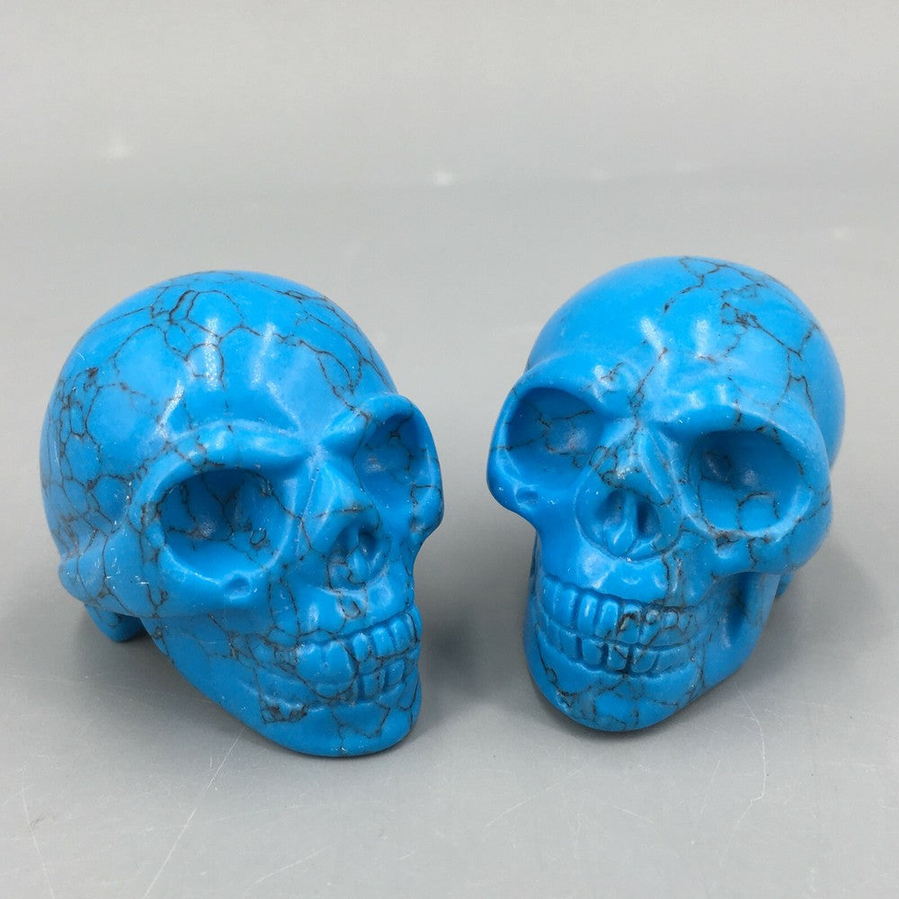 2" Blue Turquoise quartz crystal skull carved crystal reiki skull healing 1pc