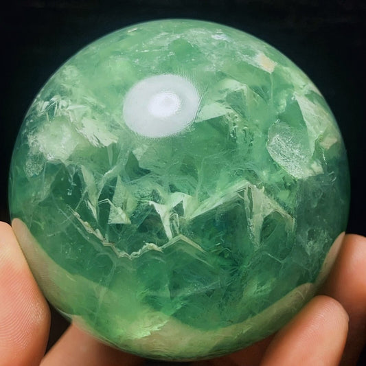 774G Natural Polished Green Fluorite Sphere Ball Crystal Healing