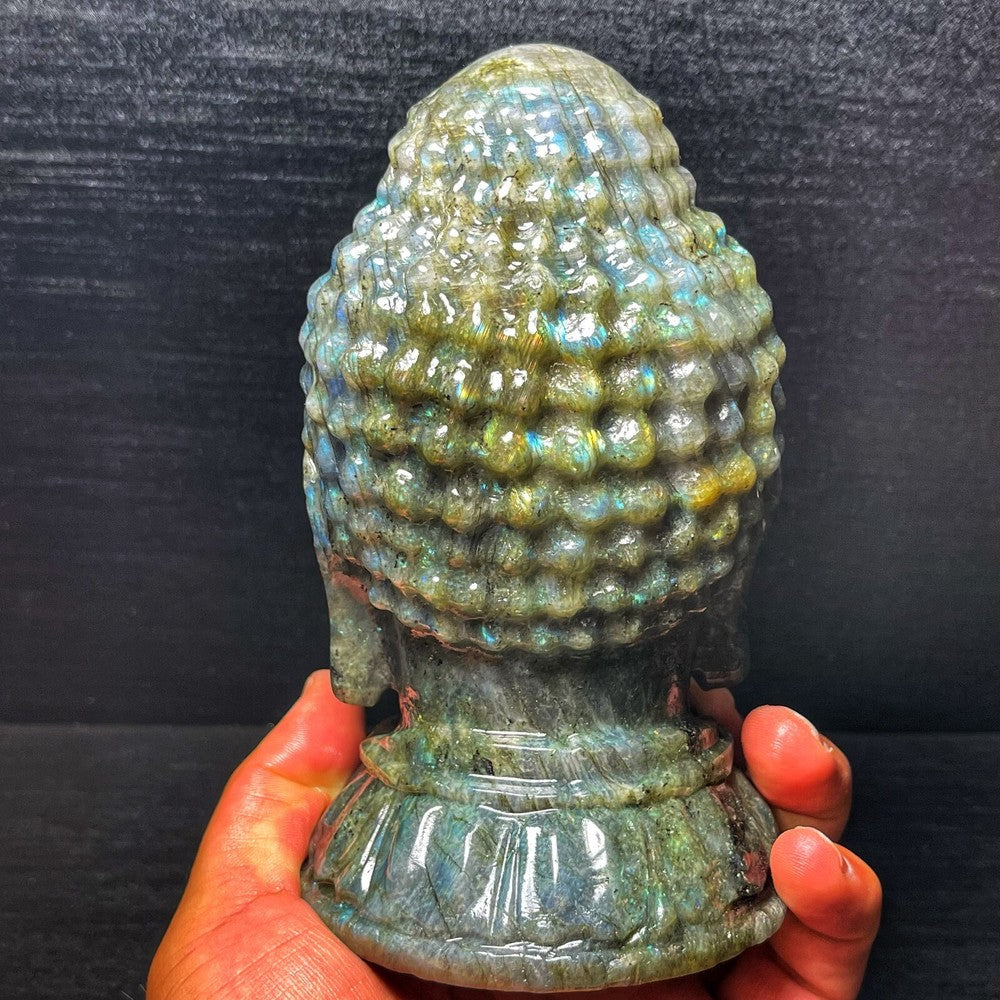 1508G Natural Polished labradorite Hand carved Buddha statues Healing