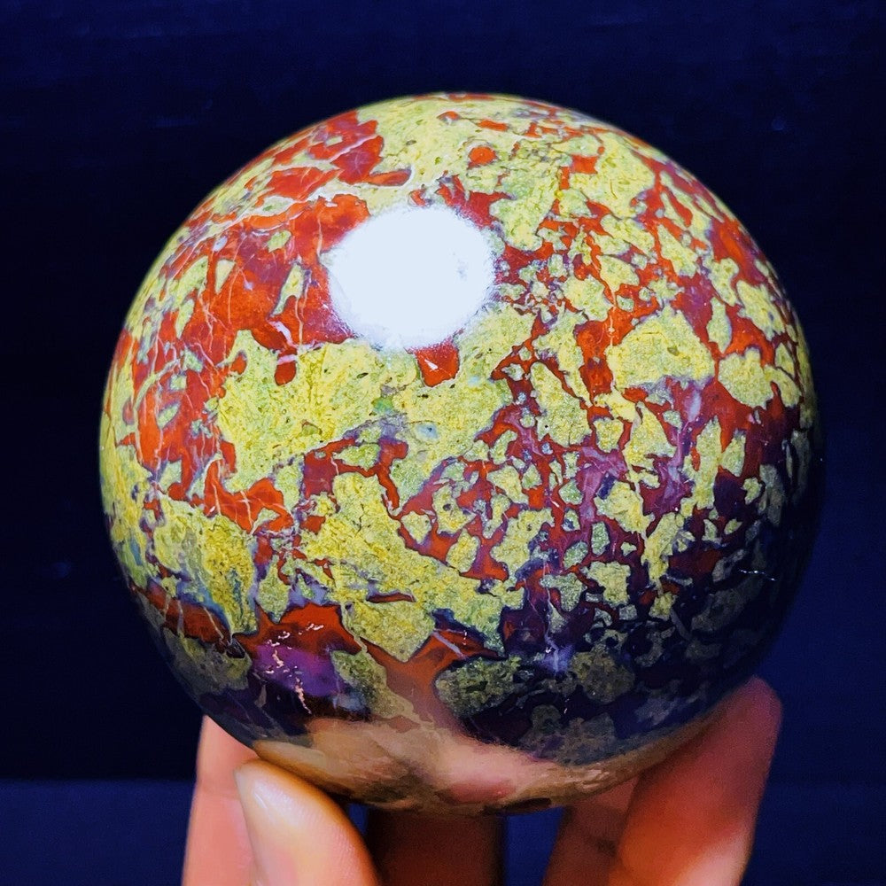 1216G Natural Polished Dragon Blood Stone Sphere Ball Crystal Healing