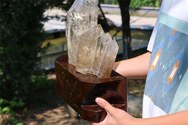 19.49LB Natural Clear Quartz Crystal Obelisk Reiki Crystal Furniture Wand Point