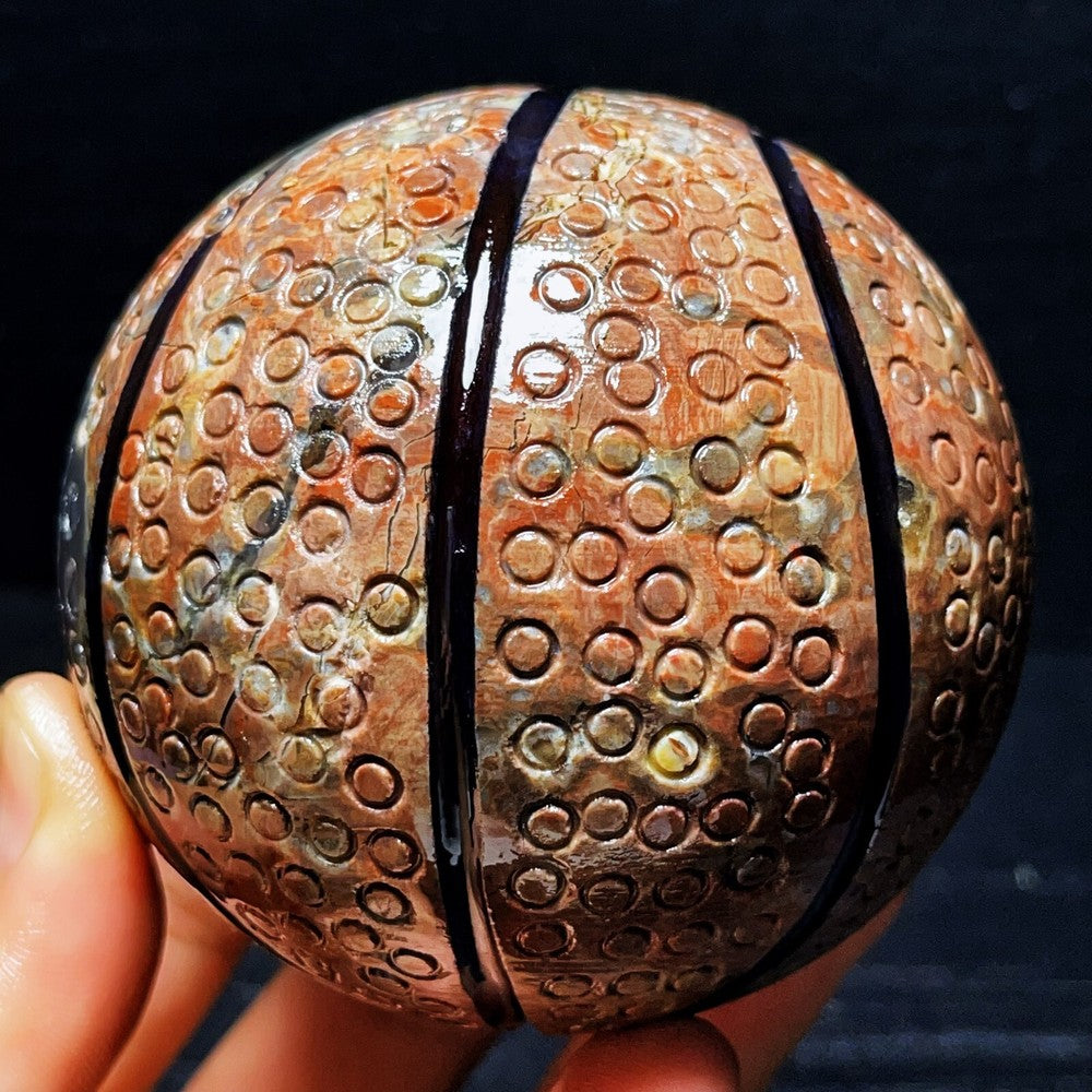 715G Natural Polished Basketball Agate Sphere Crystal Ball Healing