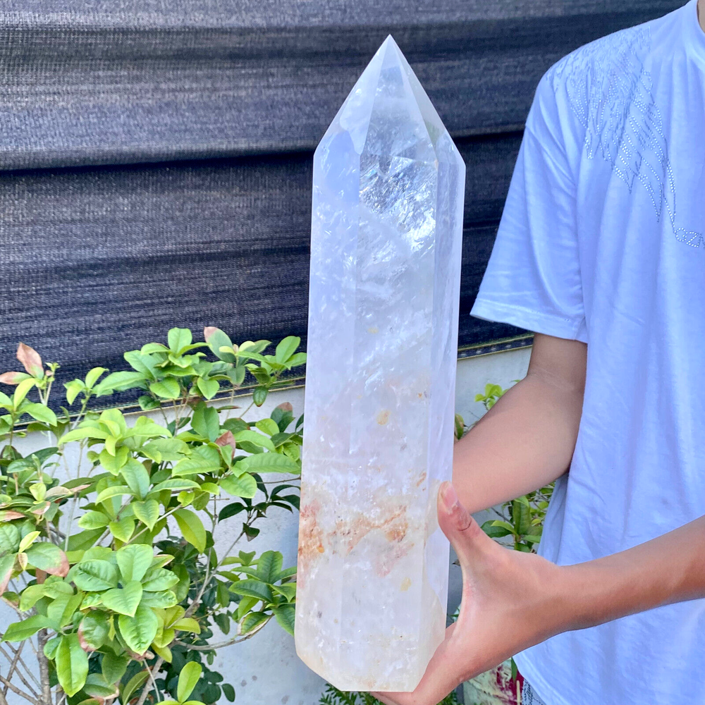 13.24LB Natural clear quartz obelisk white crystal energy column healing.