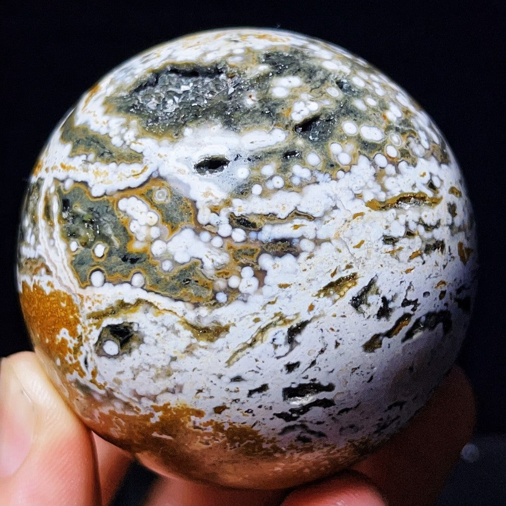 295G Natural Polished Orbicular Ocean Jasper Sphere Crystal Healing