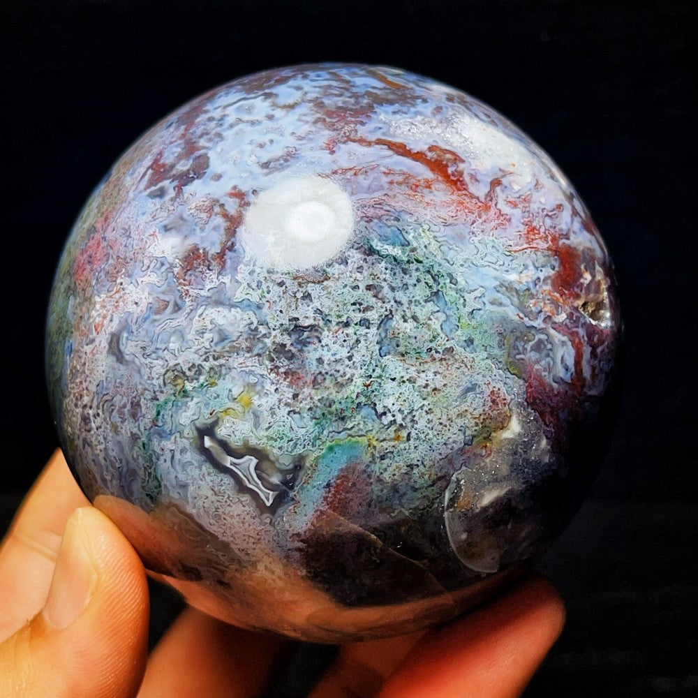 783G Natural Polished Moss Agate Sphere Agate Crystal Ball Healing