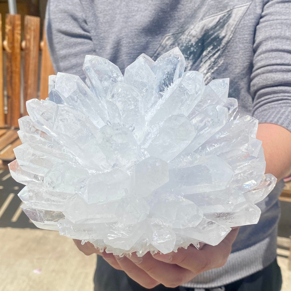 6.38LB Newly discovered white Phantom Quartz Crystal Cluster mineral samples