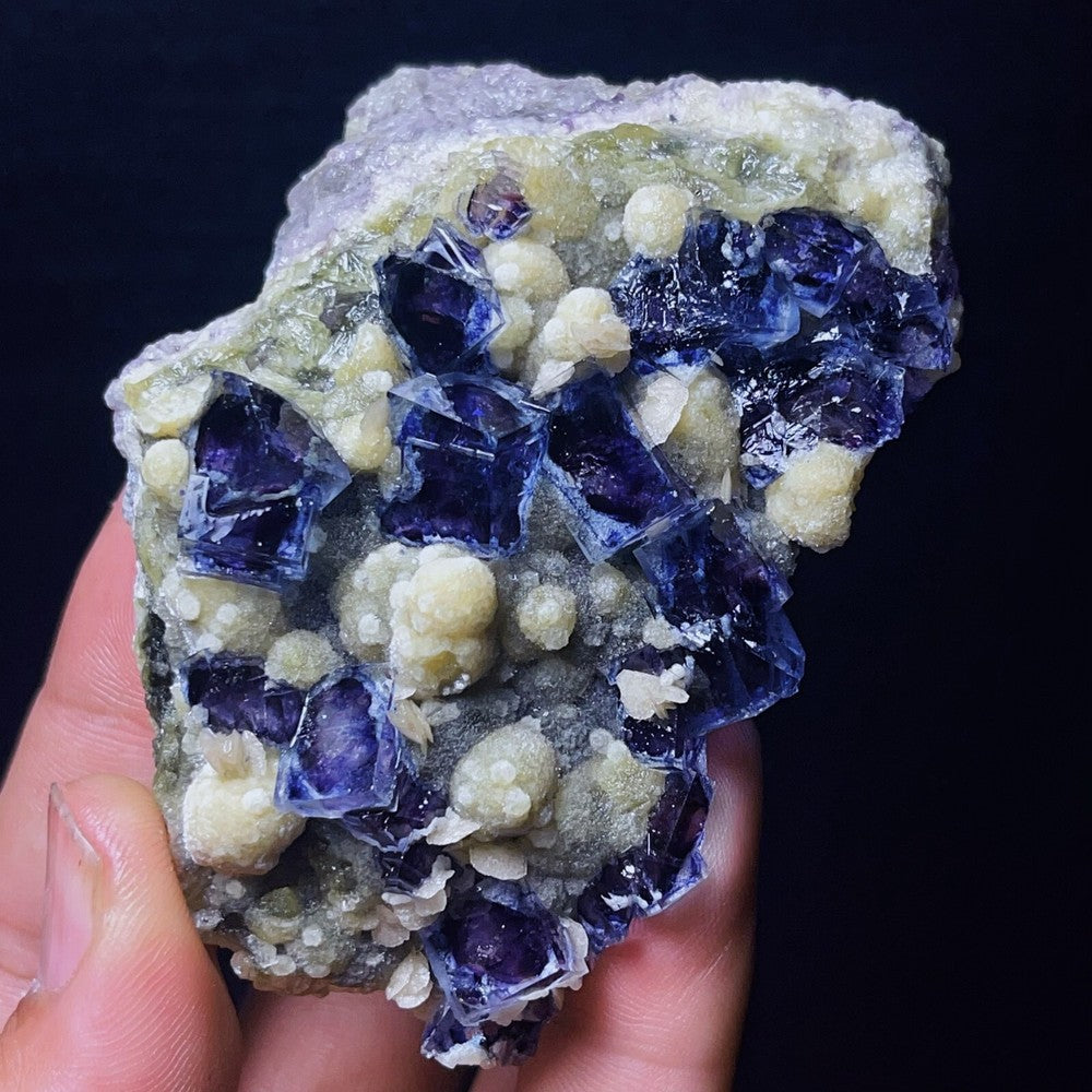 Extremely Top Phantom Cubic Fluorite Copper ore symbiotic crystals Specimen