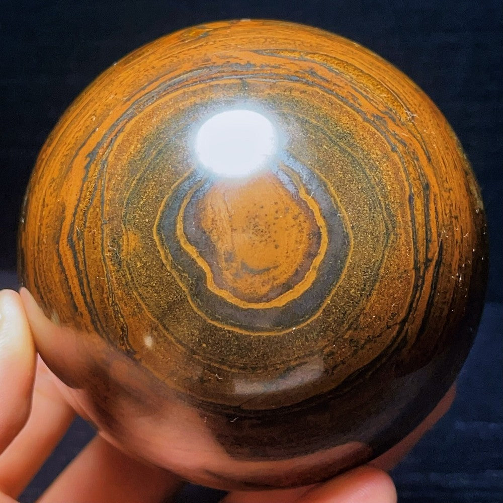 1070G Natural Polished Yellow Tiger Sphere Agate Crystal Ball Healing