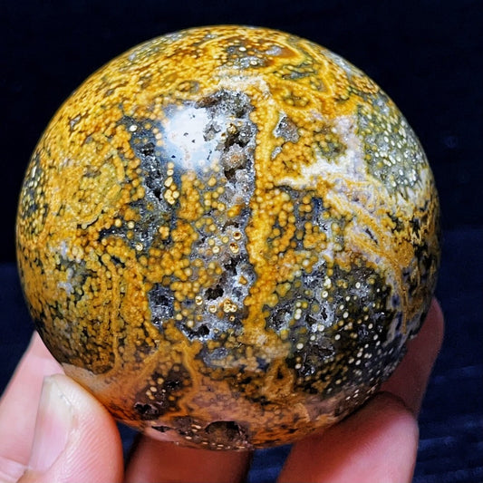 377G Natural Polished Orbicular Ocean Jasper Sphere Crystal Healing