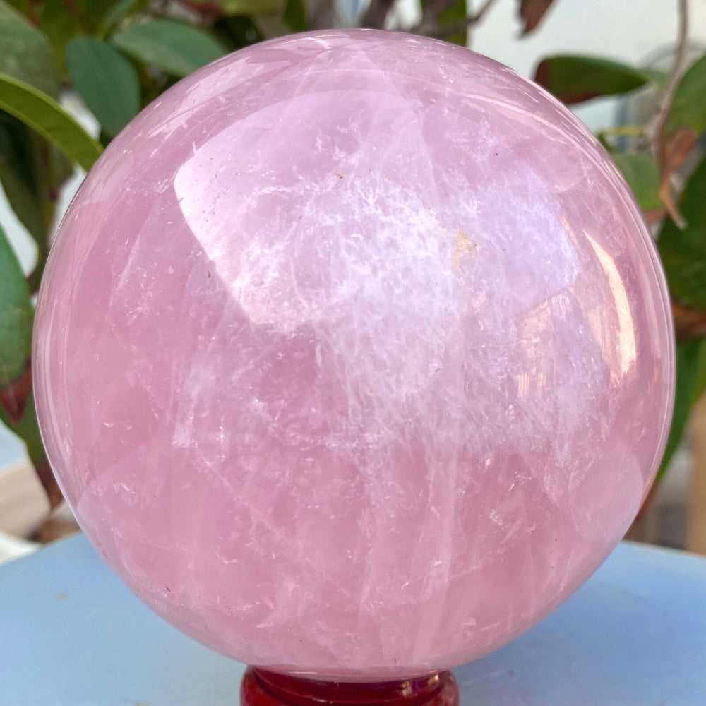 Boule de cristal de quartz rose naturel de grande taille de 3,47 lb, guérison Reiki 