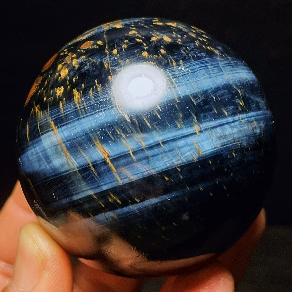 337G Natural Beautiful Meteor Blue Tiger Eye Sphere Crystal Quartz Healing