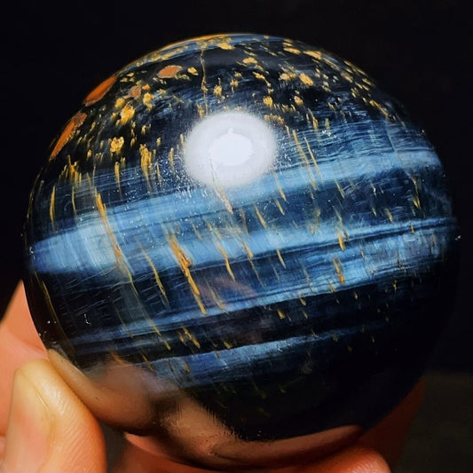 337G Natural Beautiful Meteor Blue Tiger Eye Sphere Crystal Quartz Healing