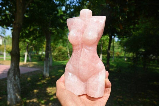 5.7''+ Carved Natural Rose quartz female model male model Reiki Crystal skull