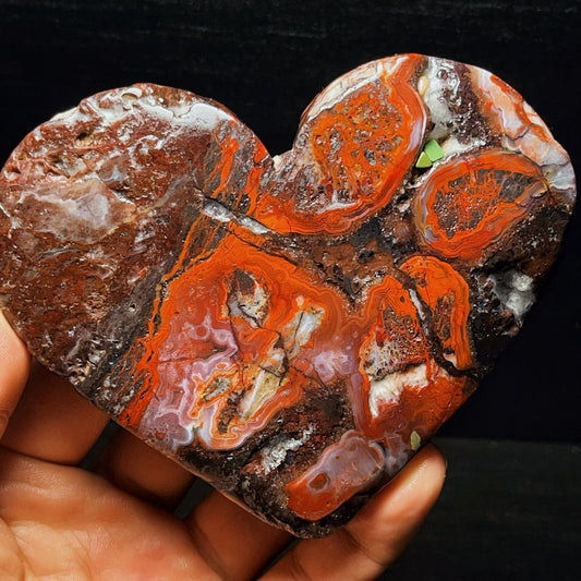 504G Natural Mexican agate heart-shaped Crystal Stone Healing
