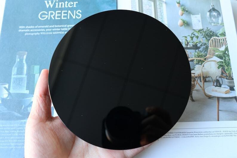 Natural Obsidian mirror, Obsidian wafer, crystal tray, Reiki Crystal gift+stand