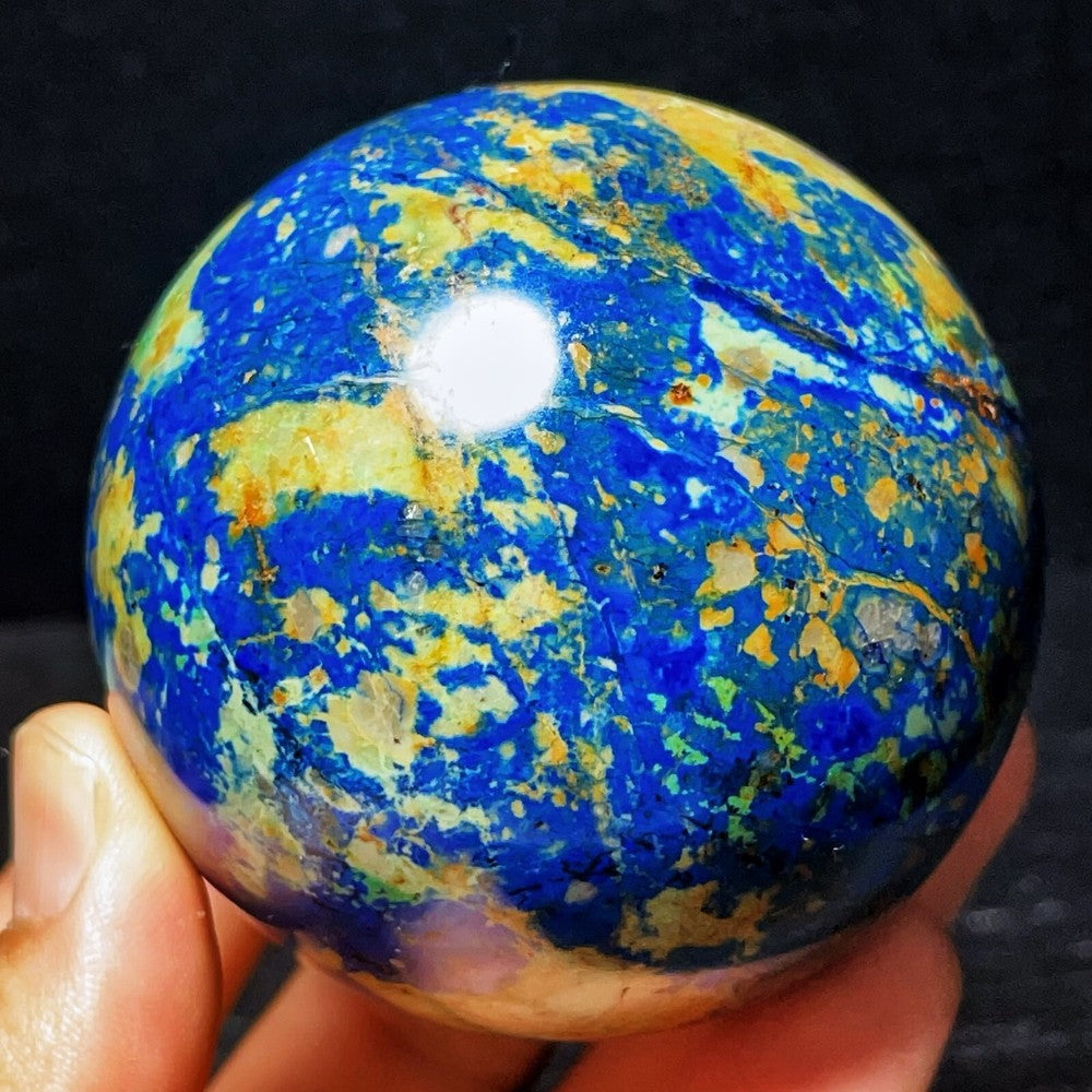 494G Natural Polished Phoenix Blue Gold Agate Crystal Ball Healing