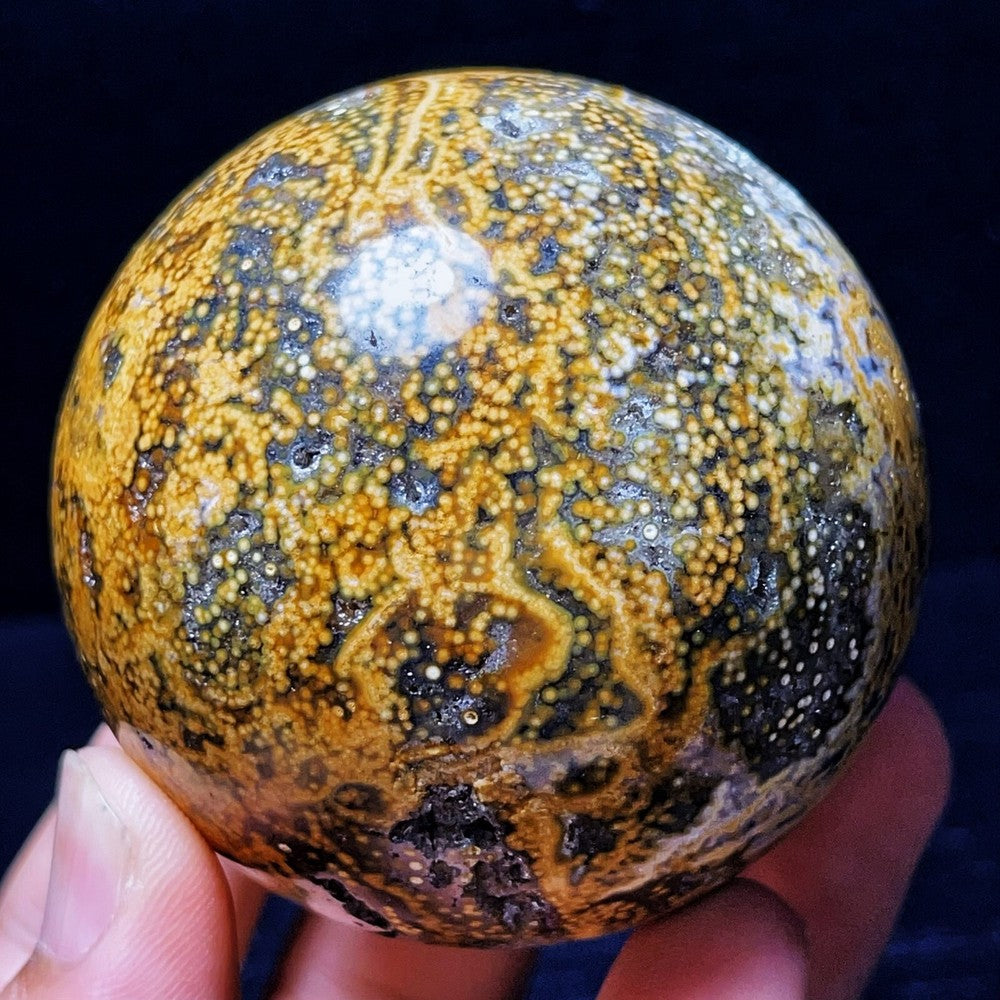 377G Natural Polished Orbicular Ocean Jasper Sphere Crystal Healing