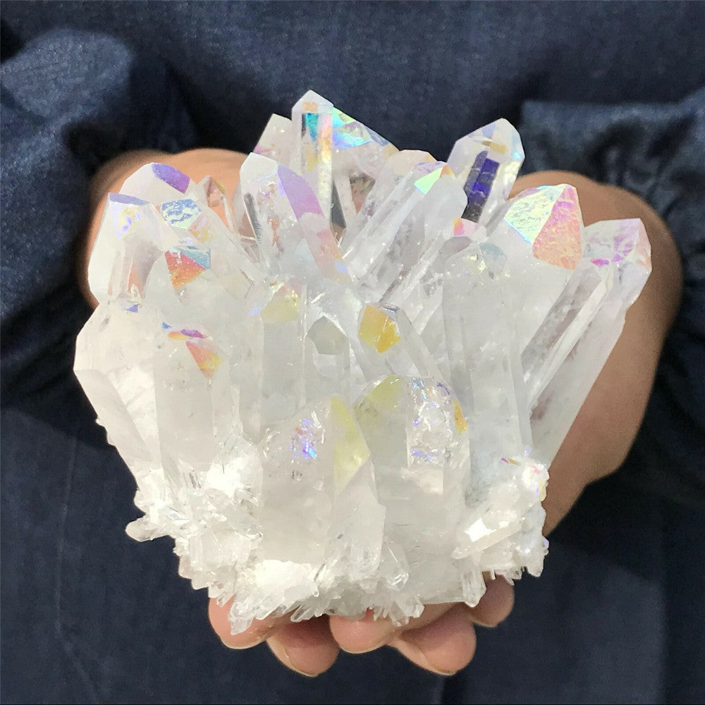 400 g + Cristal de quartz arc-en-ciel Amas de titane VUG Minéral Entretien des spécimens 