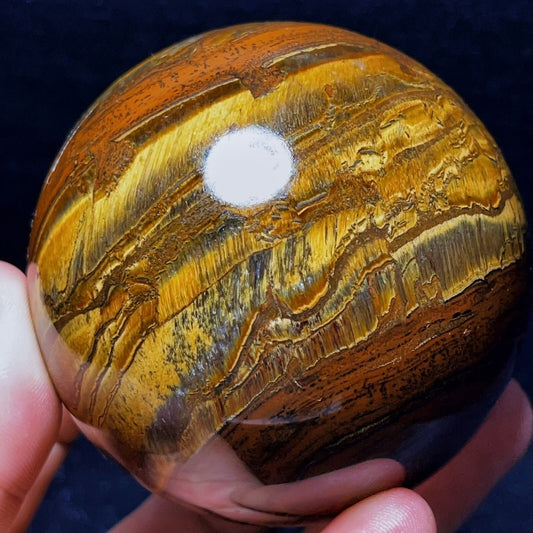 748G Natural Polished Yellow Tiger Sphere Agate Crystal Ball Healing