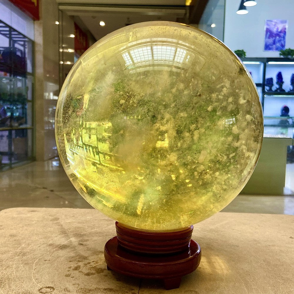 34.83LB Yellow melting stone quartz crystal sphere crystal ball magic reiki