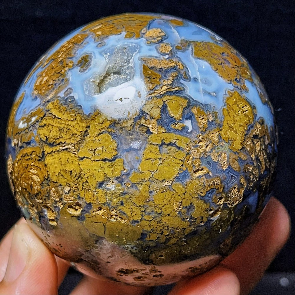 516G Natural Polished Orbicular Ocean Jasper Sphere Crystal Healing L2777