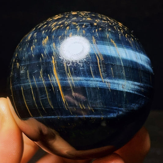 360G Natural Beautiful Meteor Blue Tiger Eye Sphere Crystal Quartz Healing