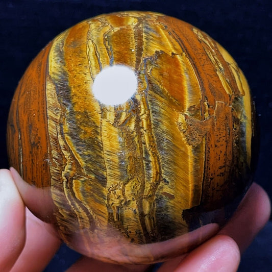 748G Natural Polished Yellow Tiger Sphere Agate Crystal Ball Healing