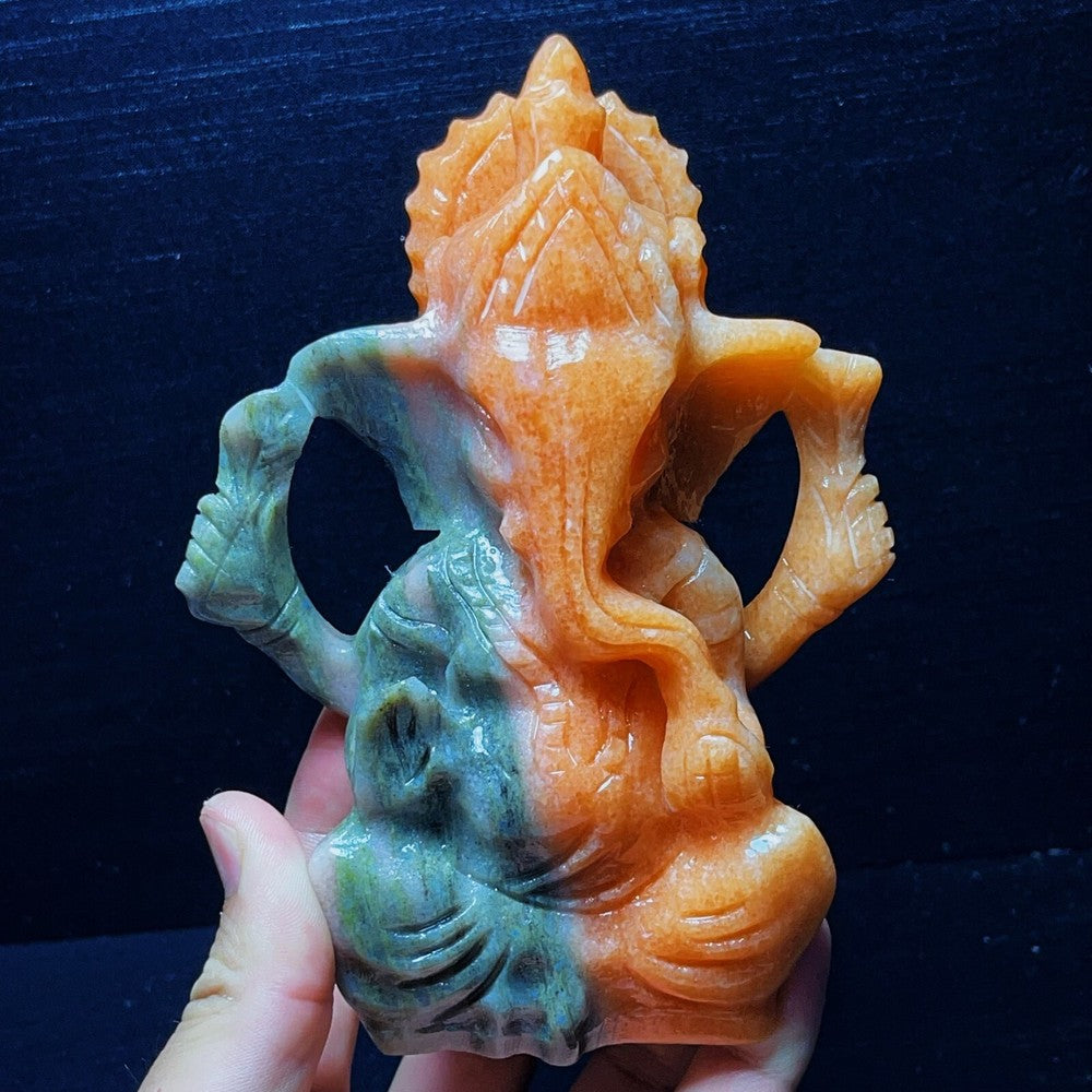 784G Natural Handcarved Elephant Buddha Crystal Healing