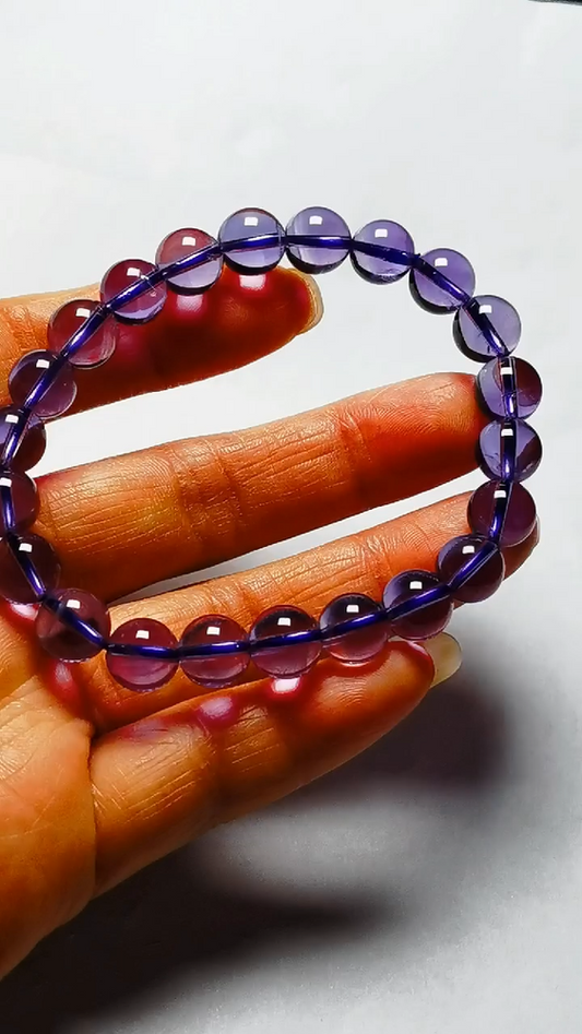 Real Tibetan High Altitude Clear Purple Amethyst Crystal Bracelet Bead 8 mm