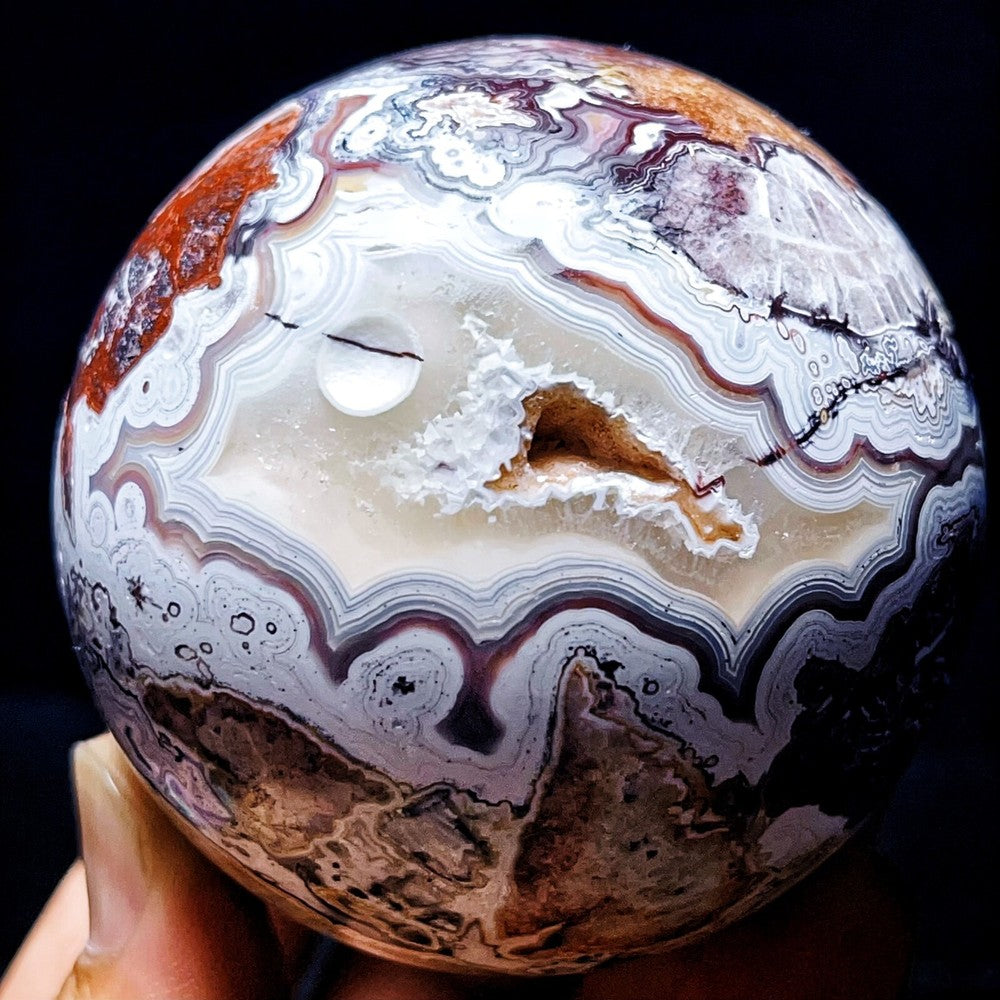 TOP 407G Natural Polished Mexican agate Sphere Ball Crystal Stone Healing