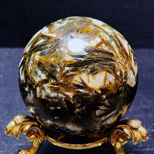 288G Natural Green Tourmaline Unicorn Gem Mica Symbiotic Crystal Ball