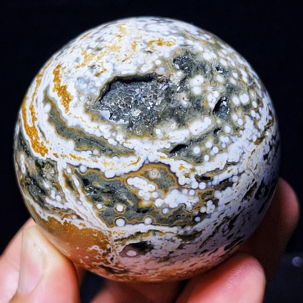 295G Natural Polished Orbicular Ocean Jasper Sphere Crystal Healing