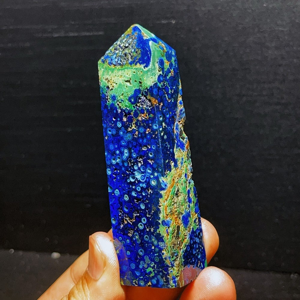 133G Natural Polished Phoenix Blue Gold Sharp Tower Crystal Healing