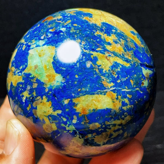 494G Natural Polished Phoenix Blue Gold Agate Crystal Ball Healing
