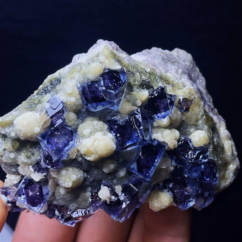 Extremely Top Phantom Cubic Fluorite Copper ore symbiotic crystals Specimen