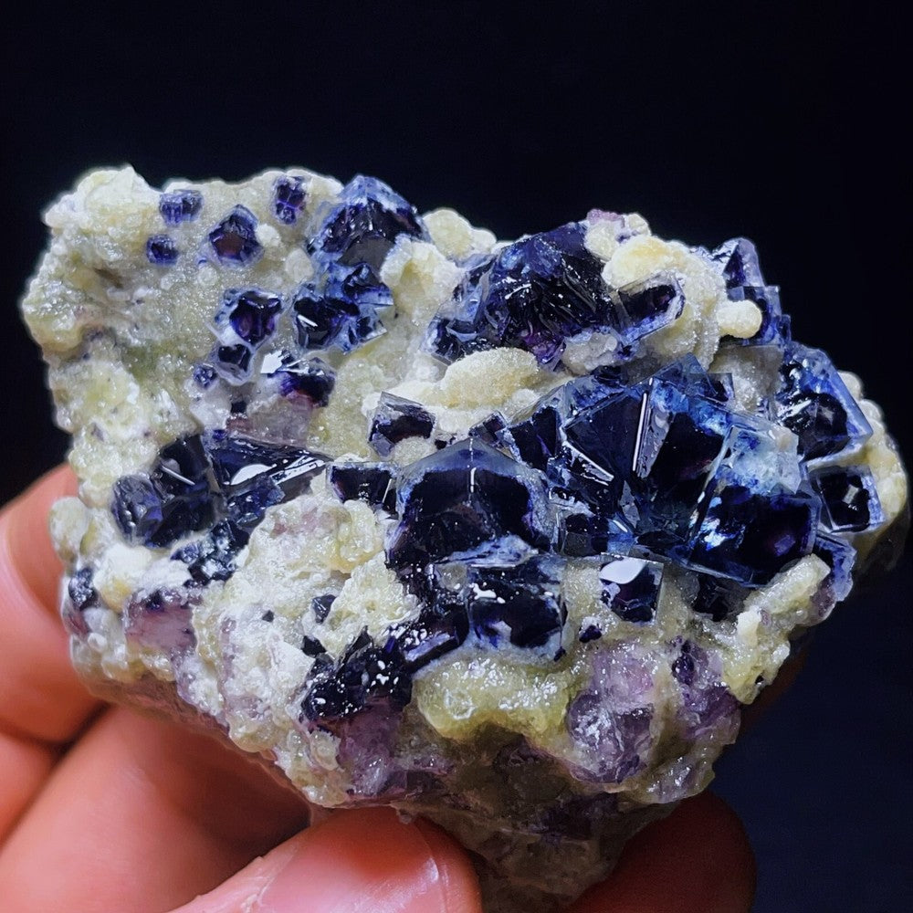 Extremely Top Phantom Cubic Fluorite Copper ore symbiotic crystals Specimen