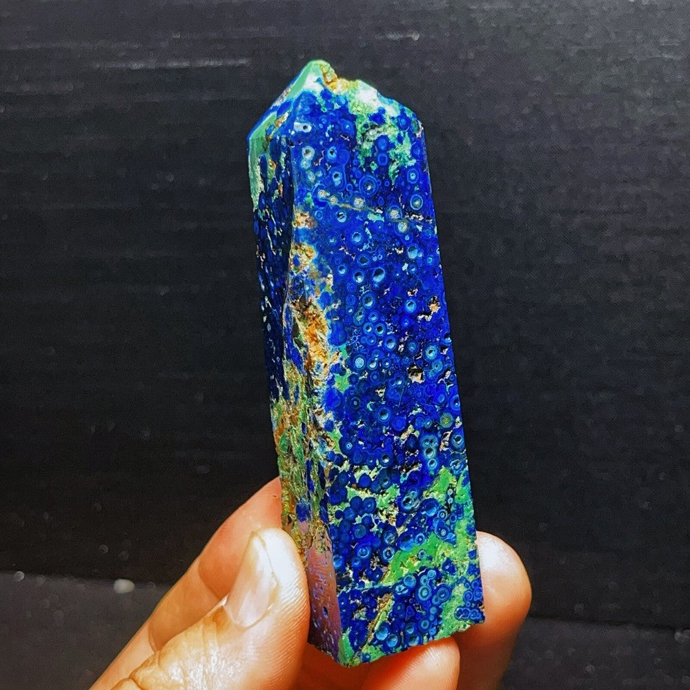 133G Natural Polished Phoenix Blue Gold Sharp Tower Crystal Healing