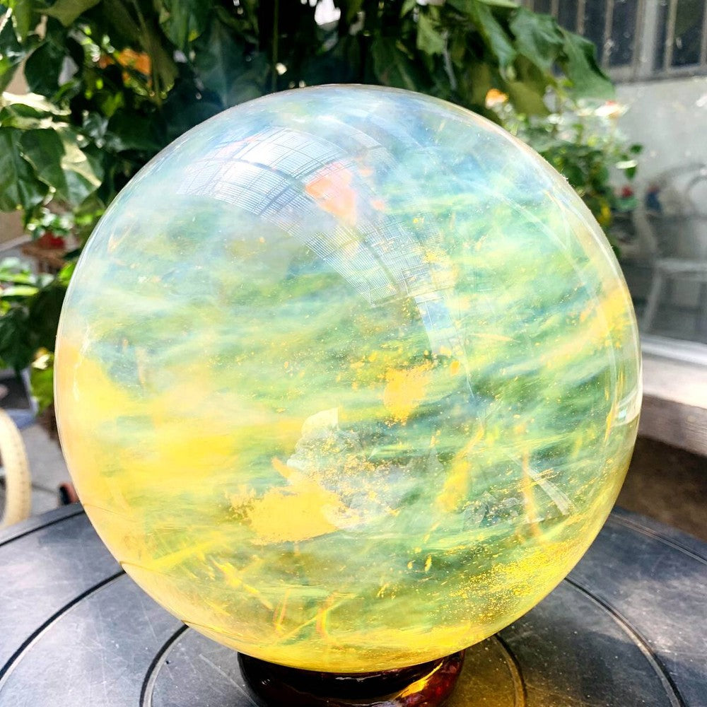 11.87LB Yellow melting stone quartz crystal sphere crystal ball magic reiki heal