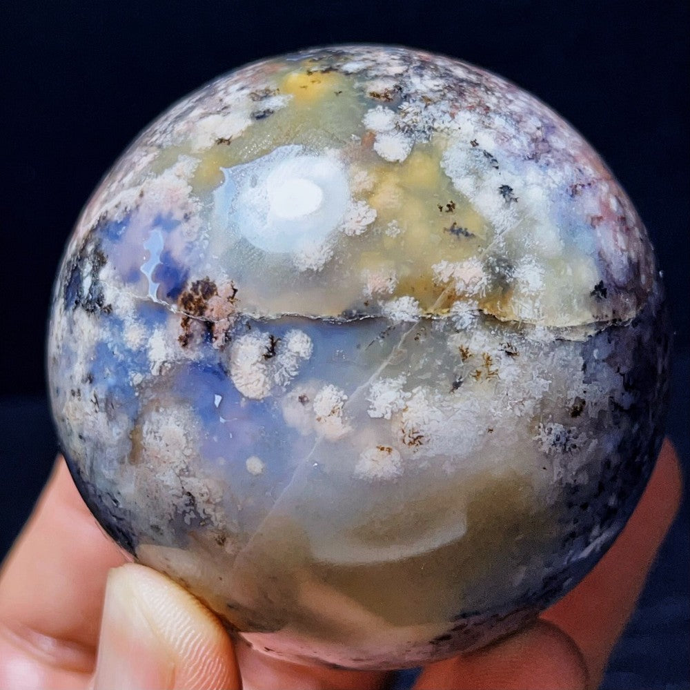 334G Natural Polished Moss Agate Sphere Agate Crystal Ball Healing