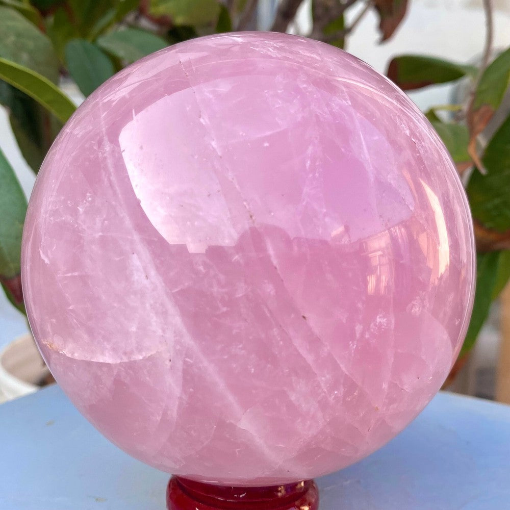 Boule de cristal de quartz rose naturel de grande taille de 3,47 lb, guérison Reiki 