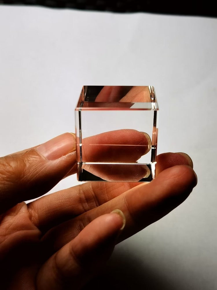 Cristal de quartz tibétain cuboïde 100 % transparent de haute altitude de 2,6 cm, guérison énergétique 