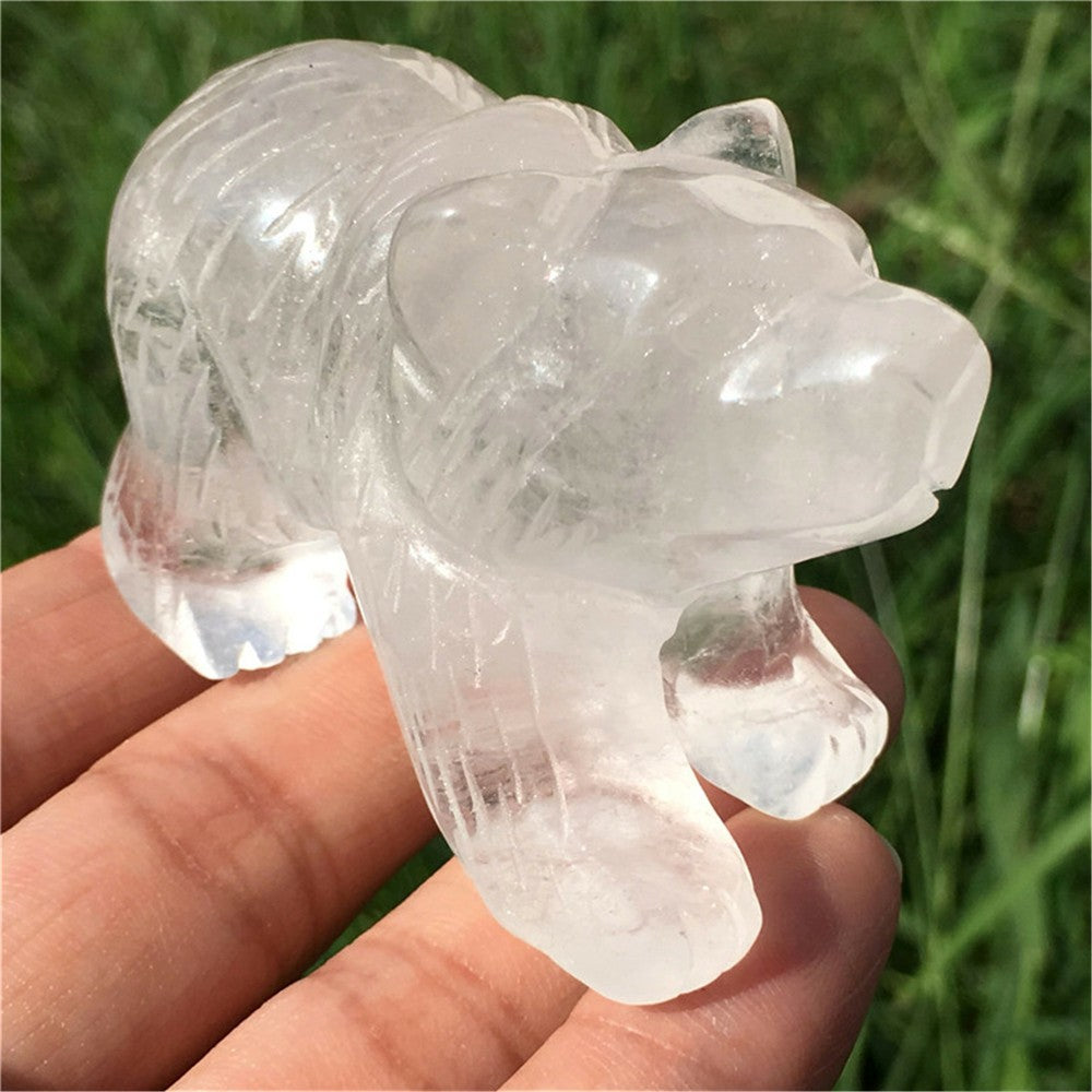 Natural Clear Quartz Bear Quartz Crystal Carved Crystal Bear Healing 1PC