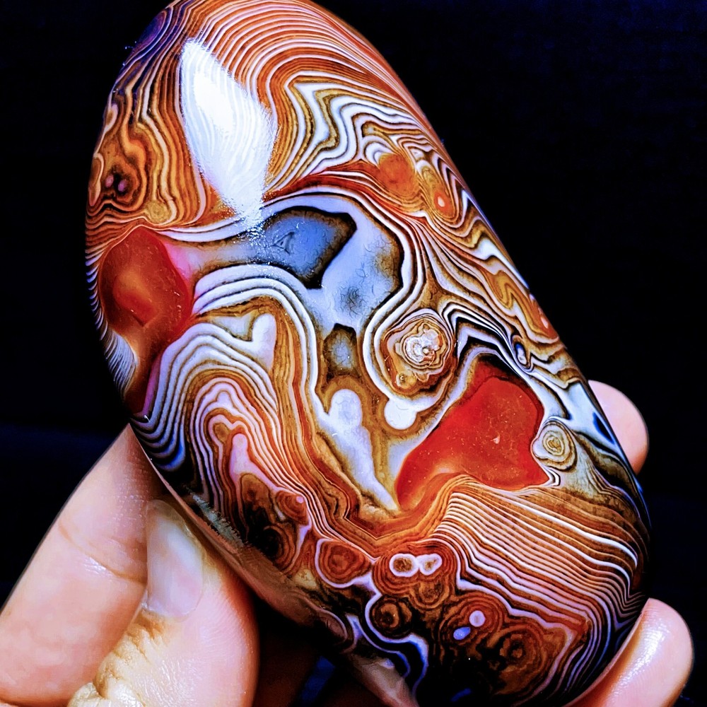 Agate naturelle polie à bandes de soie, cristal d'agate dentelle de Madagascar 