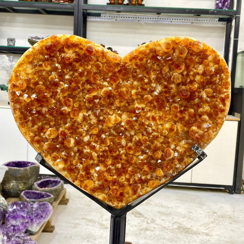 17.93LB Natural yellow crystal hand carved love crystal spiritual healing