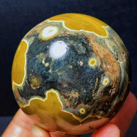 487G Natural Polished Ocean Jasper Sphere Ball Crystal Stone Healing