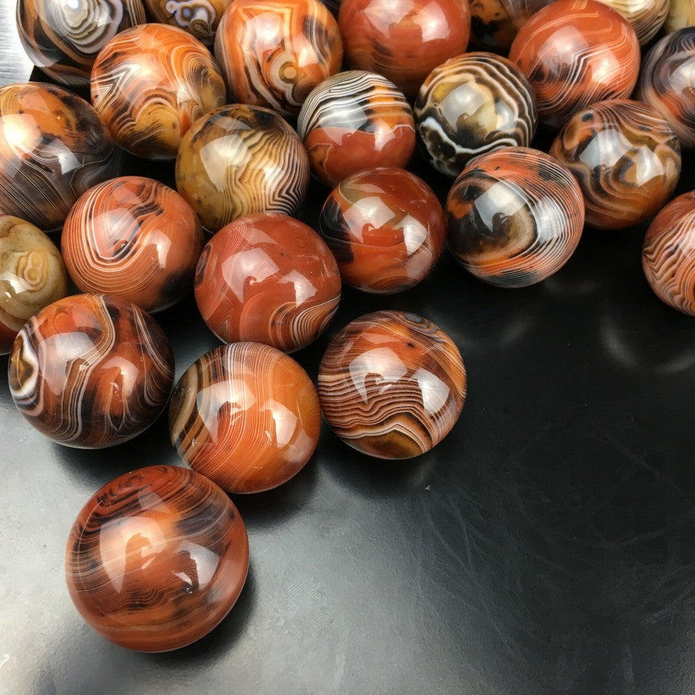 Natural Polished Banded Agate Crystal Sphere Ball Healing 40g+ 2PCS