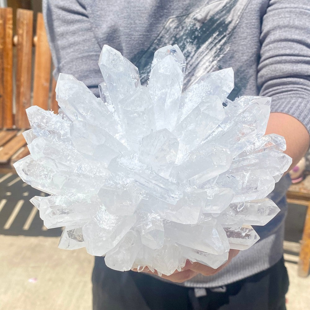 6.38LB Newly discovered white Phantom Quartz Crystal Cluster mineral samples
