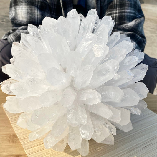 15.93LB Newly discovered white phantom quartz crystal cluster mineral sample.