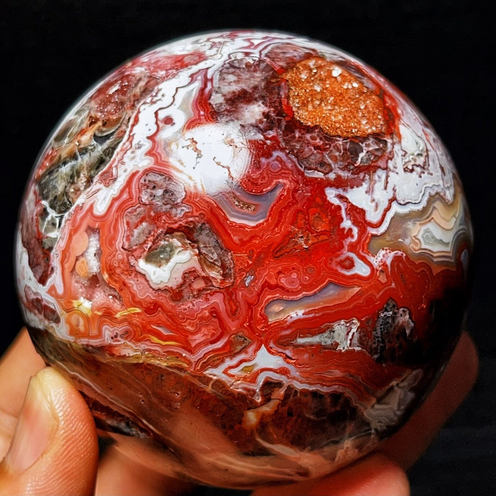 TOP 569G Natural Polished Mexico Crazy Agate Sphere Ball Crystal Healing