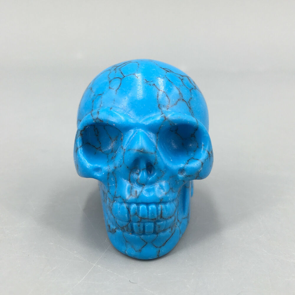 2" Blue Turquoise quartz crystal skull carved crystal reiki skull healing 1pc